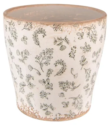 Productafbeelding van Clayre & Eef bloempot, diameter 17 cm, hoogte 16 cm, groenbeige keramiek, voor bloemen