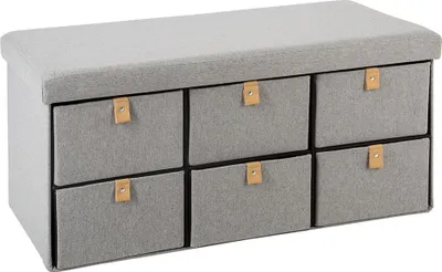 Produktbild von Eazy Living Pouf + Aufbewahrungsbox Anda mit 6 Körben Grau