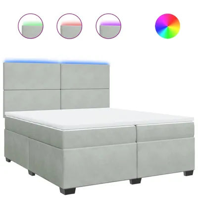 Produktbild von Boxspringbett mit Matratze Hellgrau 200x200 cm Samt