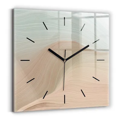 Produktbild von Wallfluent Wanduhr – Stilles Quarzuhrwerk - Uhr Dekoration Wohnzimmer Schlafzimmer Küche - Zifferblatt mit Striche - schwarze Zeiger - 30x30 cm - Wellenabstraktion