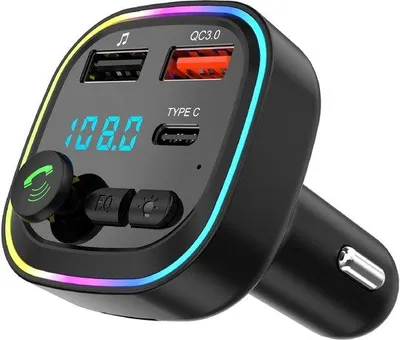 Image de Émetteur FM Bluetooth pour voiture, adaptateur radio avec 2 ports USB et 1 port USB-C