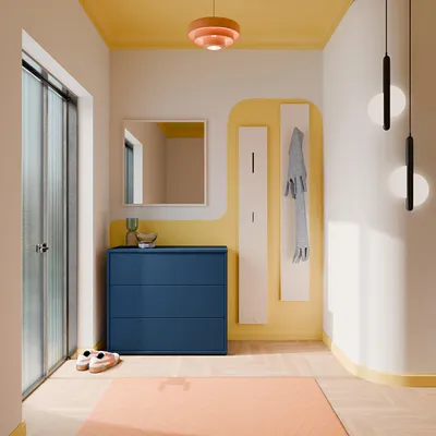 Produktbild von Forte ALICE SPRINGS Kommode 100, modern-minimalistisch, 3 Schubladen, Wohn-/Schlafzimmer, Holzwerkstoff, Nachtblau, 94,8 cm breit x 83,1 cm hoch x 41,5 cm tief