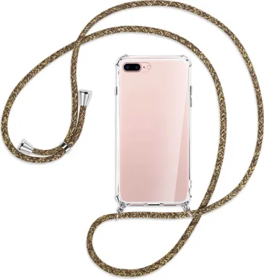 Produktbild von Handykette Backcover-Schutzhülle mit Band (Metall silberfarben) für Apple iPhone 7 Plus / 8 Plus - braun+beige