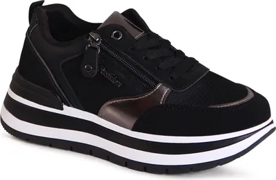 Produktbild von topschuhe24 3183 Damen Plateau Sneaker Keilabsatz Turnschuhe, Farbe:Schwarz, Größe:38 EU