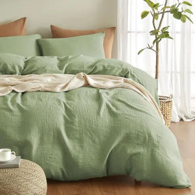 Produktbild von Omgoods – Musselin-Bettwäsche-Set, 135 x 200 cm, mit Kissenbezügen