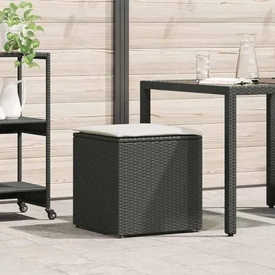 Productafbeelding van Waterdichte opbergbox voor kussens, zwart, 50x50x50 cm. Polyrotan tuinbox, opbergbox voor kussens, geschikt voor buiten, balkon en terras. Waterdicht en afsluitbaar
