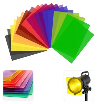 Imagen del producto de Película resistente al calor, 20 unidades, 10 colores, transparente, para estudio fotográfico