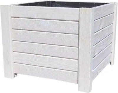 Produktbild von Weißer, quadratischer Holzblumentopf für Balkone, Terrassen und Innenräume