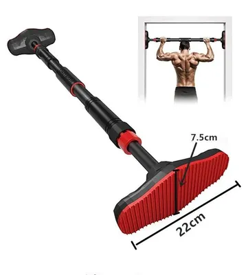 Produktbild von Türreck Klimmzugstange - Für Türrahmen - Verstellbar 100–150 cm - Stahl - Teleskopisch - Ohne Bohren - Rot