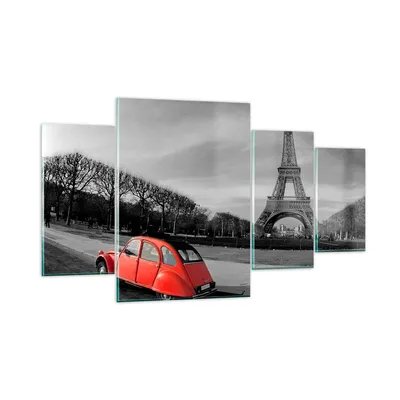Produktbild von Bilder auf glas - Auto Eiffle Kultur Architektur - 160x90cm - Glasbilder - Wandbilder - Kunstdruck - zum Aufhängen bereit - Wanddekoration aus Glas - Glas Bilder - Wandbild auf Glas - GDL160x90-2655