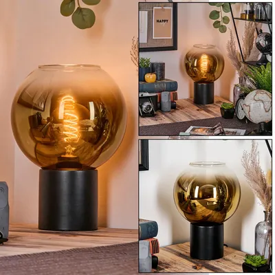 Produktbild von Cesaro Tischlampe aus Metall/Glas in Schwarz/Goldfarben/Klar