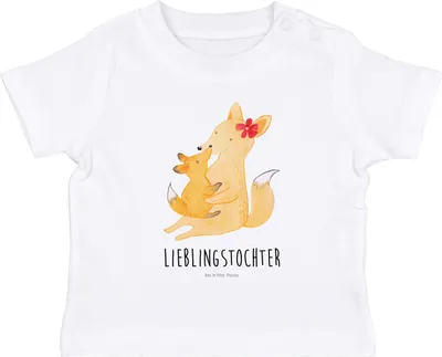 Produktbild von Mr. & Mrs. Panda Babyshirt Fuchs Mama 0. - 6. Monat - Weiß - Geschenk, Tochter,  T-Shirt, Baby Shirt, Muttertag, Schoß, Mutter, Kinder Oberteil, Umarmen