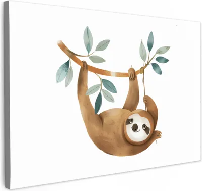 Produktbild von Wanddeko 60x40 cm - Kinder - Faultier, Deko, Deko Wohnzimmer, Bilder, Wanddeko