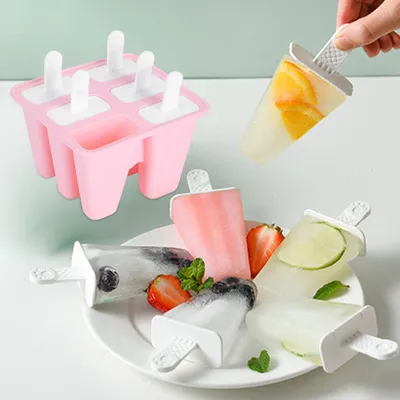 Image de Moules à crème glacée en silicone rose avec poignées pour la cuisine6 Moules à crème glacée