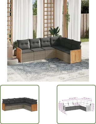 Produktbild von The Living Store 6-tlg. Garten-Sofagarnitur mit Kissen Grau Poly Rattan