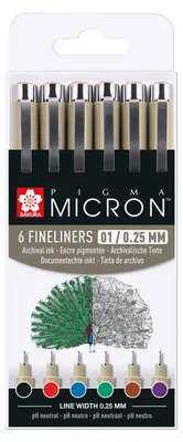 Obrázok produktu pre Sakura Pigma Micron Fineliner-Set farbsortiert 6 St.