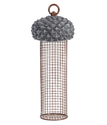 Produktbild von Dehner Natura Wildvogel-Futtersäule Valeria,Ø 10.2 cm, Höhe 28.1 cm, Metall/Kunststoff, braun/grau