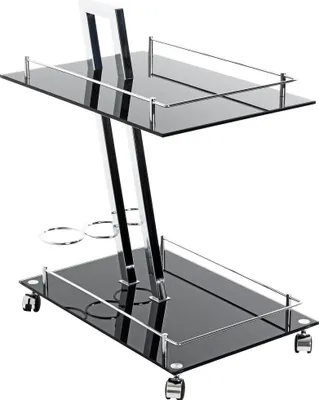 Produktbild von HAKU Servierwagen chrom, schwarz - Metall, Sicherheitsglas 8 mm, B/H/T: 40x72x60 cm
