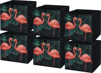 Produktbild von Lavita Storage Box | faltbare Aufbewahrung Boxen 31 x 31 x 31 cm | Schubladen-Organizer Box| Ordnungssysteme für Kleidung | Kleideraufbewahrung & Organisation | Flamingos | 6 stück