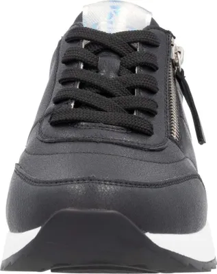 Produktbild von Rieker Damen Sneaker Leder Reißverschluss lose Einlagen leicht rutschfest W2402, Größe:39 EU, Farbe:Schwarz