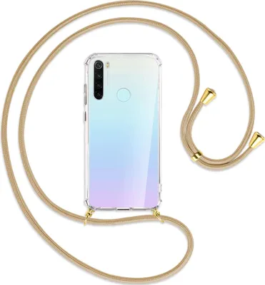Produktbild von Handykette Backcover-Schutzhülle mit Band (Metall goldfarben) für Xiaomi Redmi Note 8 - caramel