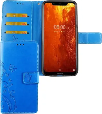 Zdjęcie produktu dla Nokia 8.1 / Nokia X7 Etui na telefon komórkowy Pokrowiec ochronny Etui z klapką Uchwyt na kartę Niebieski