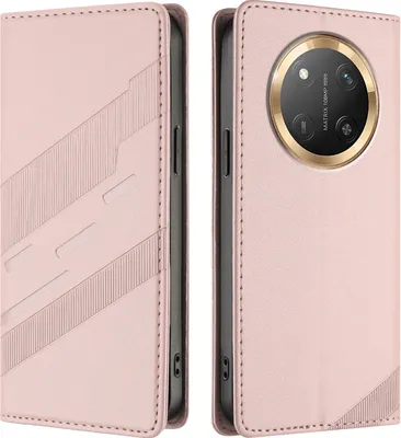 Produktbild von Hülle für Honor X9C / Magic 7 Lite, Kunstleder Brieftaschen Handyhülle mit Kartenfach und Standfunktion Pink