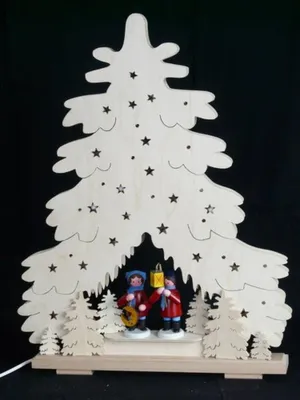 Produktbild von Schwibbogen Tanne mit Laternenkinder bunt und Beleuchtung BxHxT 36x43x7cm NEU