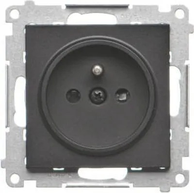 Produktbild von Einzelsteckdose mit Erdung und Shutter, mattschwarz Simon 55 TGZ1CZ.01/149 Kontakt-Simon