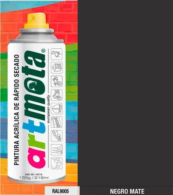 Zdjęcie produktu dla Czarny matowy spray RAL 9005 216 ml Mota La02