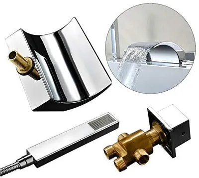 Obrázek produktu pro 5 otvorů Mosazná ruční sprchová baterie Vodopádová kohoutková sprchová baterie Kulatý chrom Koupelnová sprchová baterie Chromovaná baterie