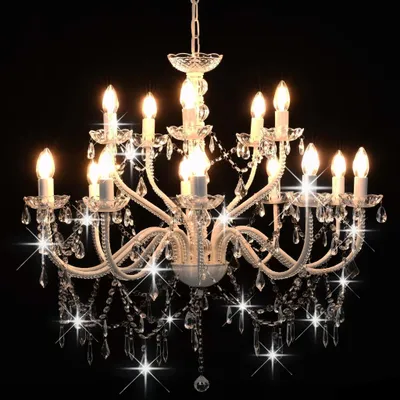 Immagine prodotto di vidaXL Lampadario a 2 strati bianco 15×E14 lampadine
