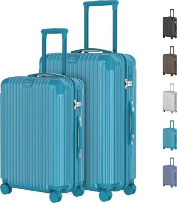 Image de Voyagoux® - Set de valises M/L - Valises - 2 pièces - Valise de voyage avec roulettes - Bleu clair - Serrure TSA