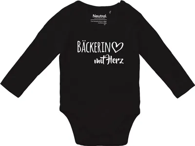 Produktbild von Huuraa Baby Body Bäckerin mit Herz 62 Black  Baumwolle Fairtrade Langarmbody Geschenkidee