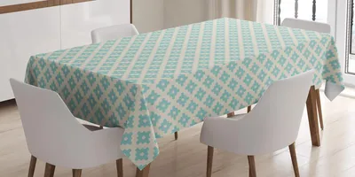 Produktbild von ABAKUHAUS Türkis und Beige Tischdecke, Gekritzel-geometrisches und abstraktes Motiv-Muster in den Pastellfarben, 140 x 170 cm, Türkis und Beige