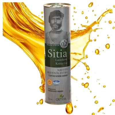 Produktbild von Critida Sitia Natives Olivenöl Extra 1 L – Premium-Olivenöl aus Kreta, Kaltgepresst, 0,2 % Säuregehalt