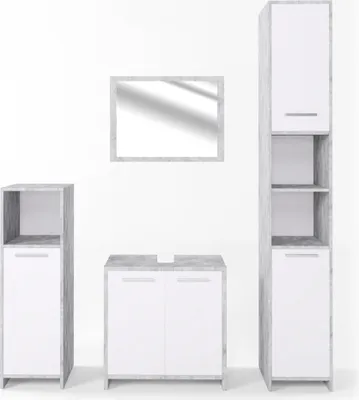 Produktbild von Vicco Badmöbel-Set Kiko, 4 Teile, Beton/Weiß
