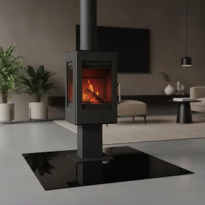 Produktbild von Kaminglas Schutzplatte 120x60 cm schwarz 6 mm ESG Glas
