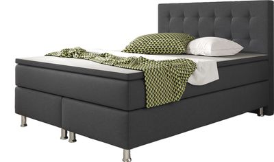 Inter Handels Boxspringbett Köln 140x200 Webstoff Anthrazit