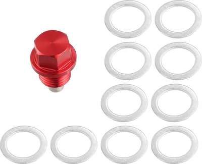 Image de 1 Ensemble Vis Vidange M14x1,5 Bouchon Carter d'Huile Moteur avec 10 Rondelles pour Voiture Rouge