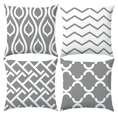 Produktbild von Kissenbezüge Grau 45 x 45 cm 4 Stück Geometrisch Polyester