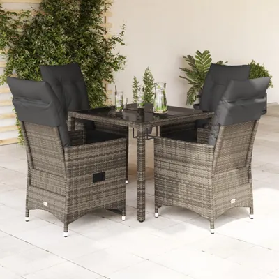 Immagine prodotto di Set di mobili da giardino di design Set di mobili da balcone 5 pezzi con cuscini in poly rattan grigio - set di mobili da giardino 2025 New6526380 3parcel