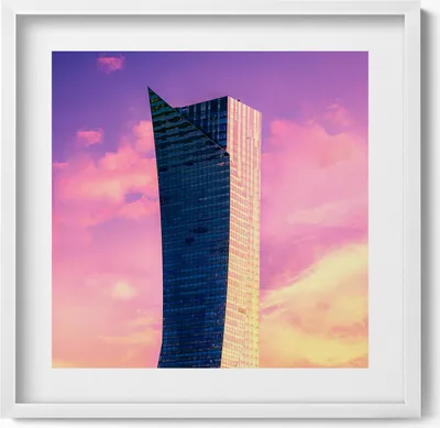 Produktbild von Wolkenkratzer in Warschau– Wandbild mit Rahmen – Gerahmtes Bild  – Wanddekoration – 50x50 cm –  Weiß Rahmen