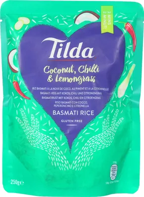 Obrázok produktu pre Ryža Tilda basmati dusená s kokosom, chilli a citrónovou trávou 250g