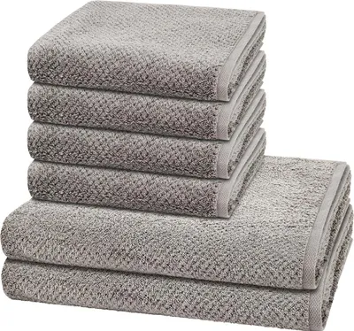 Produktbild von Cawö Pure 4 X Handtuch 2 X Duschtuch im Set Natürliches Material mit feiner Struktur, Saugfähig und hautfreundlich, Trocknergeeignet und pflegeleicht