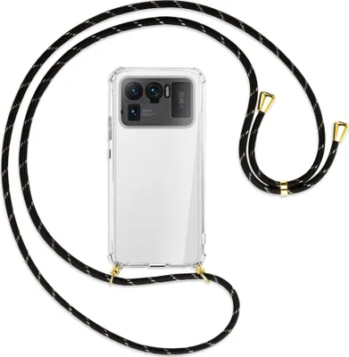 Produktbild von Handykette Backcover-Schutzhülle mit Band (Metall goldfarben) für Xiaomi Mi 11 Ultra - schwarz/gold