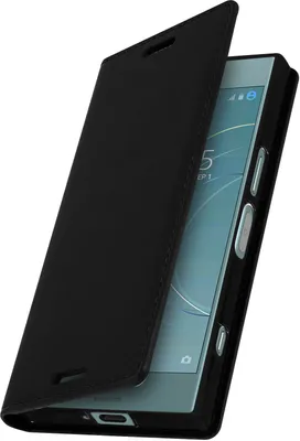 Produktbild von Avizar, Klapphülle aus Echtleder im Brieftaschenstil für Sony Xperia XZ1 Compact, Schwarz