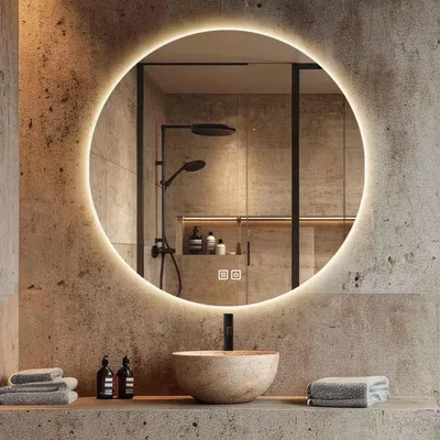 Produktbild von LED Badezimmerspiegel Rund 80 cm – Badspiegel mit LED Beleuchtung, Touch-Schalter, Anti-Beschlag, 3 Lichtfarben, Dimmbar, Modern – SAVE HOME