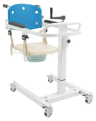 Obrázek produktu pro Převozní křeslo pro pacienty – transportní vozík – nosnost 120 kg – sedák 40 × 42,4 cm – výška 91 cm – rozteč područek 45 cm – bílá