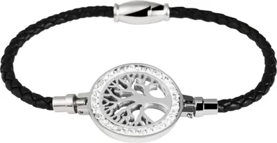Produktbild von Akzent Echtlederarmband, geflochten mit Edelstahlelement Lebensbaum